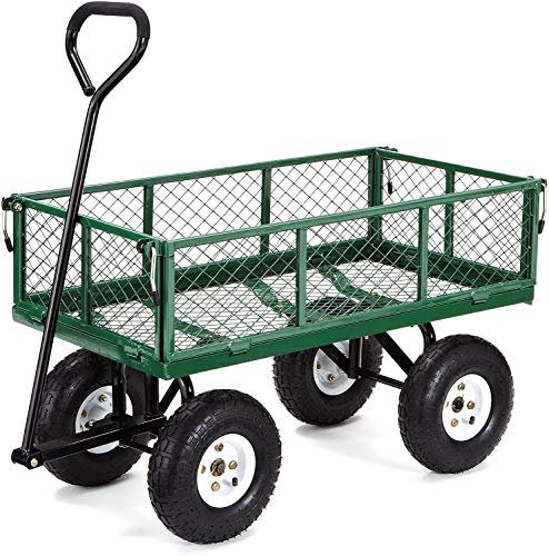 Gorilla Carts GOR400-COM Steel Garden Cart with Removable Sides, 400-lbs. Capacity, Green