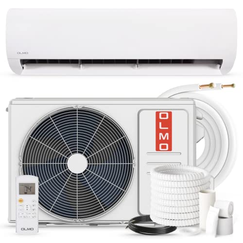 OLMO Alpic 12,000 BTU, 110/120V, 17.4 SEER2, Pre-charged Ductless Mini Split Air Conditioner with Heat Pump Including 16ft Installation Kit
