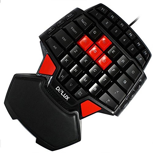 Delux T9 46-Key Singlehanded Wired Gaming Keyboard Professional Ergonomic Gameboard