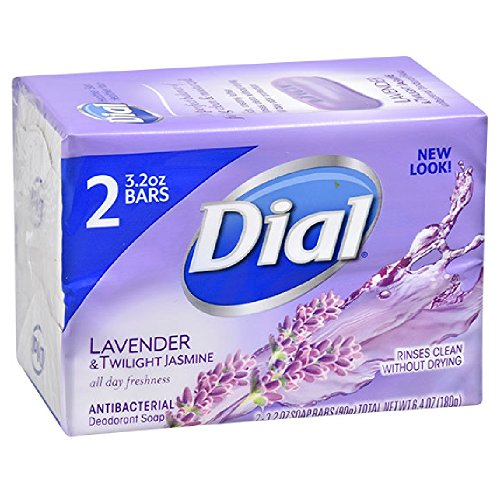 Dial Antibacterial Deodorant Soap, Lavender & Twilight Jasmine, Rinses Clean without Drying,3.2 Ounce (Pack of 2)