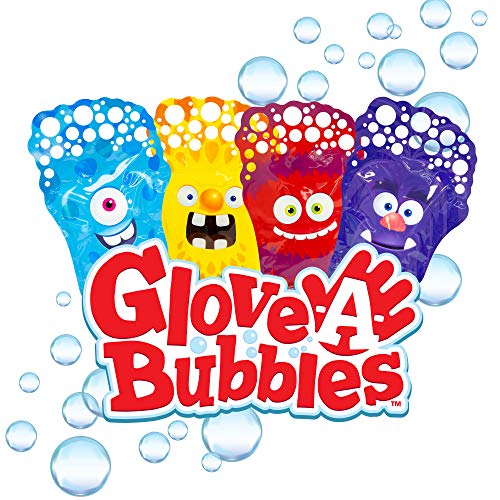 Glove-A-Bubbles Zing 4 Packs with Tray,Set Includes 1 Blue Monster, 1 red Monster, 1 Yellow Monster, 1 Purple Monster : Great for Outdoor Play, Gift for Boys and Girls