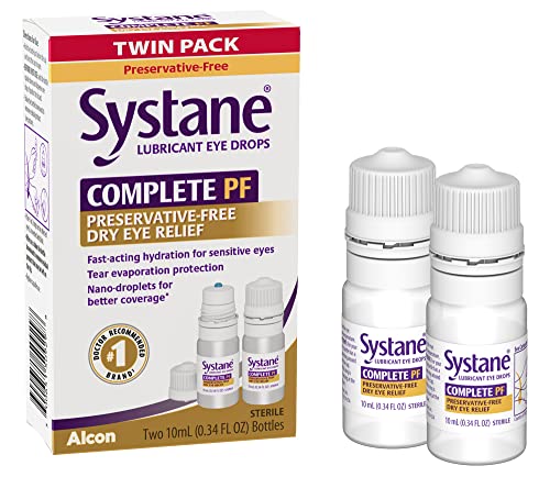 Systane COMPLETE PF Multi-Dose Preservative Free Dry Eye Drops 0.34 Fl Oz 2 Count (Pack of 1) (Packaging may vary)