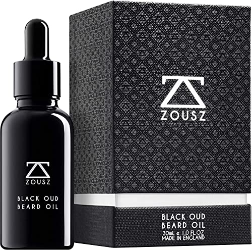 ZOUSZ Beard Oil For Men - Black Oud & Sandalwood Scent, Beard Growth & Conditioning With Natural & Organic Essential Oils – Softens, Non-Greasy, Moisturises, Luxury Men’s Gift – Vegan 30mL