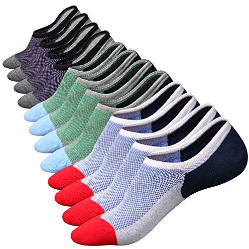 Mottee&Zconia No Show Socks for Mens Low Cut Ankle Invisible Non-Slip Casual Cotton Socks 6Pairs Size8-11