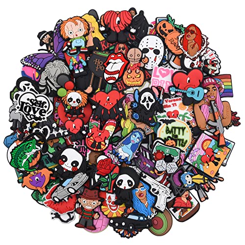 QYSEOFON 30 Pieces Sets Skull Face Shoe Cartoon Charms Horror Movie Anime Shoes Decorations Drawing Rainbow Bracelet Accessories