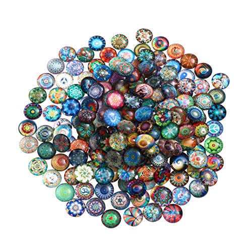 Dangle Earrings 200pcs Round Glass Mosaic Tiles Mixed Mosaic Glass Pieces for DIY Crafts Jewelry Making 10mm Bracelets Beads