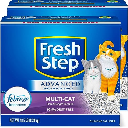 Fresh Step Clumping Cat Litter, Advanced, Multi-Cat Odor Control, Extra Large, 37 Pounds total (2 Pack of 18.5lb Boxes)