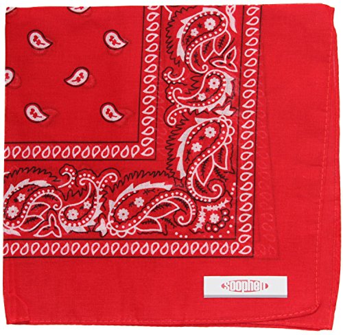 Soophen Paisley One Dozen Cowboy Bandanas (Red 22 X 22 in, 12-Pack)