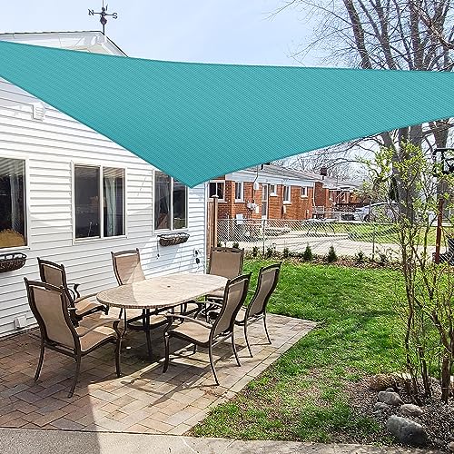 Windscreen4less Sun Shade Sail UV Block Fabric Canopy 16ft x 16ft x 16ft Turquoise Equilateral Triangle Water and Air Permeable & UV Resistant for Patio Garden Patio