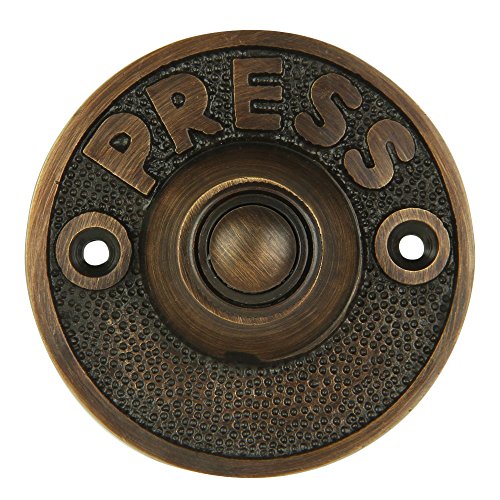 Wired Brass Circular Doorbell Chime Push Button in Oil Rubbed Bronze Finish Vintage Decorative Door Bell with Easy Installation, 2 5/8' diameter