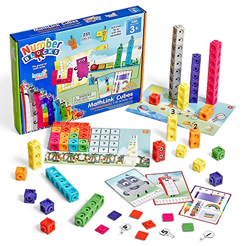 hand2mind MathLink Cubes Numberblocks 1-10 Activity Set, 30 Preschool Learning Activities, Building Blocks for Toddlers 3-5, Counting Blocks, Linking Cubes, Math Counters for Kids, Educational Toys