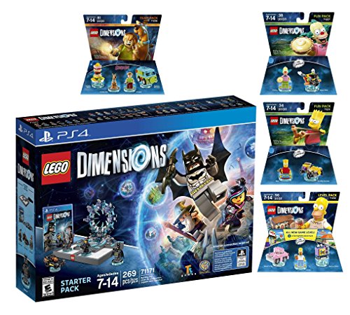 Lego Dimensions Starter Pack + The Simpsons Homer Simpson Level Pack + Bart Simpson Fun Pack + Krusty Fun Pack + Scooby Doo Team Pack Playstation 4 PS4