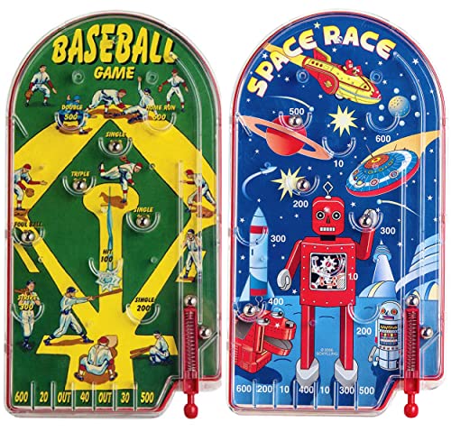 Schylling Classic 10' Pinball Games Space Race & Home Run! Baseball Gift Set Bundle - 2 Pack