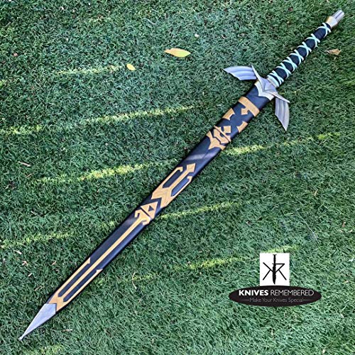 Knives Remembered Monogram Sword, Custom Sword, Personalized Sword, Engraved Sword, Legend of Zelda Master Sword Skyward Limited Edition Deluxe Replica (Black)