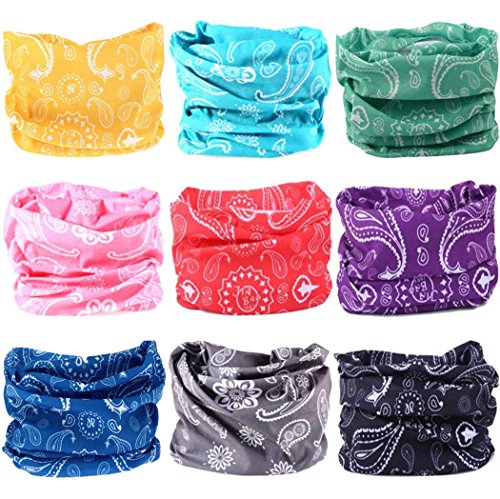 VANCROWN Headwear Wide Headbands Scarf Head Wrap Mask Neck Warmer (9PC.Paisley Series.1)