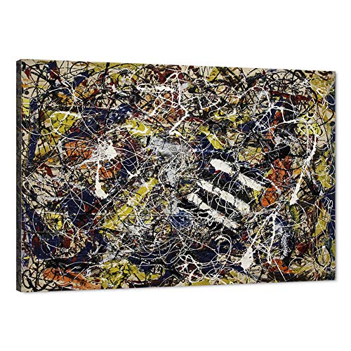 Abstractism Berkin Arts Jackson Pollock Masterpiece Number 17A Reproduction Giclee Canvas Wall Art Print Art Work Painting Poster for Living Room Bedroom Library Gallery Wrapped Easy to Hang-18'Wx12'H