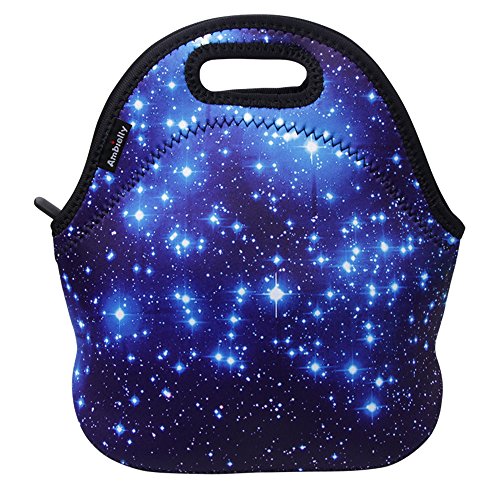 Ambielly Neoprene Lunch Bag/Lunch Box/Lunch Tote/Picnic Bags Insulated Cooler Travel Organizer (Blue Stars)