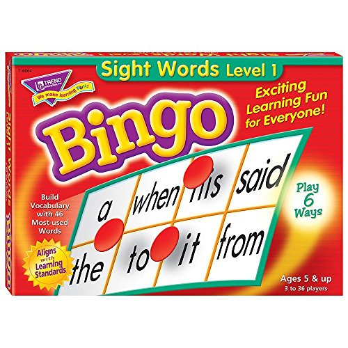TREND ENTERPRISES: Sight Words Level 1 Bingo Game, Exciting Way for Everyone to Learn, Play 6 Different Ways, Great for Classrooms and At Home, 2 to 36 Players, For Ages 5 and Up