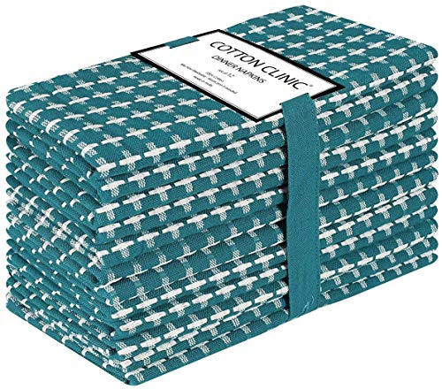 Cotton Clinic Mystic Cloth Dinner Napkins – Perfect Everyday Use Table Linen – Soft Durable Washable – Ideal for Party Wedding Christmas Easter – Set of 12 (18x18 in/Teal Green)