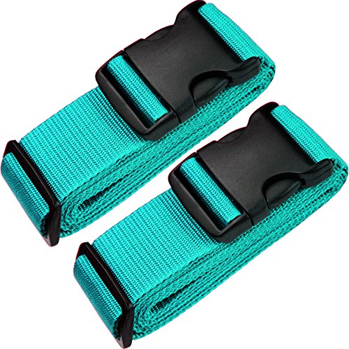 TRANVERS Luggage Straps for Suitcase Belt Heavy Duty Adjustable 2-Pack Lake Blue