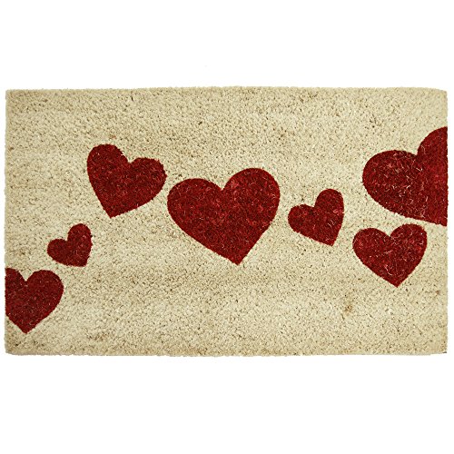 Rubber-Cal 'Red Hearts Coir Entrance Mat, 18 x 30-Inch