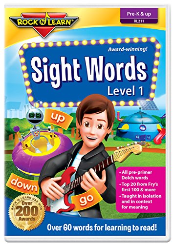 Sight Words Level 1 DVD by Rock 'N Learn: 60+ words includes all pre-primer Dolch words and many Fry words