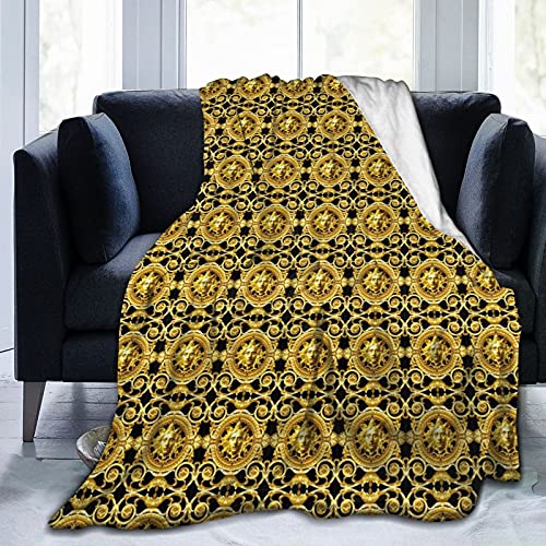 Gold Blankets Black Gold Ultra-Soft Micro Fleece Blanket for Couch Sofa Bed Living Room 80'X60'