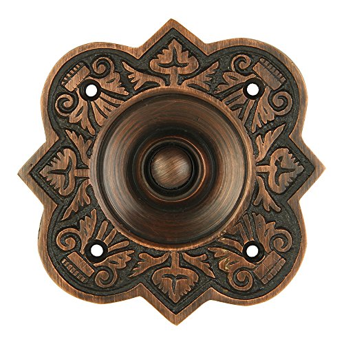 Wired Brass Doorbell Chime Push Button in Oil Rubbed Bronze Finish Vintage Decorative Door Bell with Easy Installation, 3 3/4' X 3 3/4'