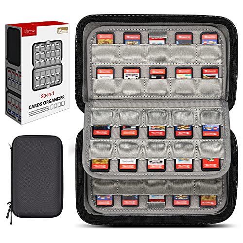 sisma 80 Switch Game Case Compatible with Nintendo Switch Games or PS Vita Games or SD Cards, Physical Game Cartridge Holders Hard Shell Travel Storage Case Home Safekeeping, Black