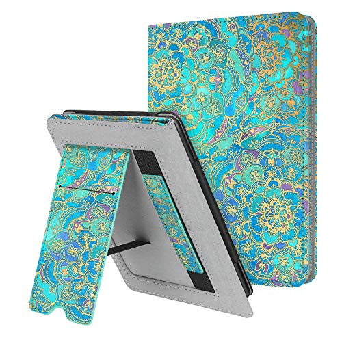 Fintie Stand Case for 6' Kindle Paperwhite (Fits 10th Generation 2018 and All Paperwhite Generations Prior to 2018) - Premium PU Leather Sleeve Cover with Card Slot and Hand Strap, Shades of Blue